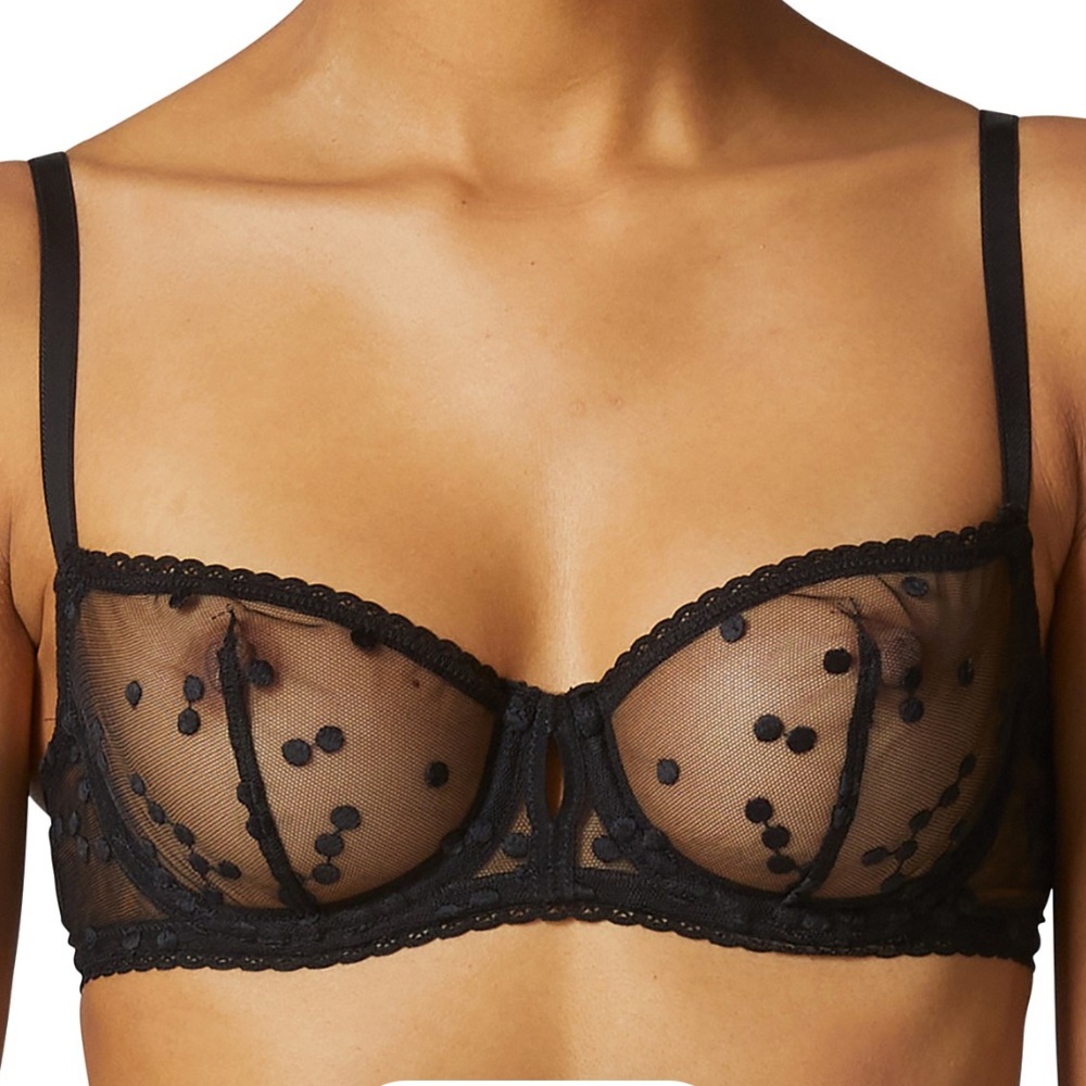 Simone Perele NWT PARTY HALF CUP BRA Sheer Black Size 32C